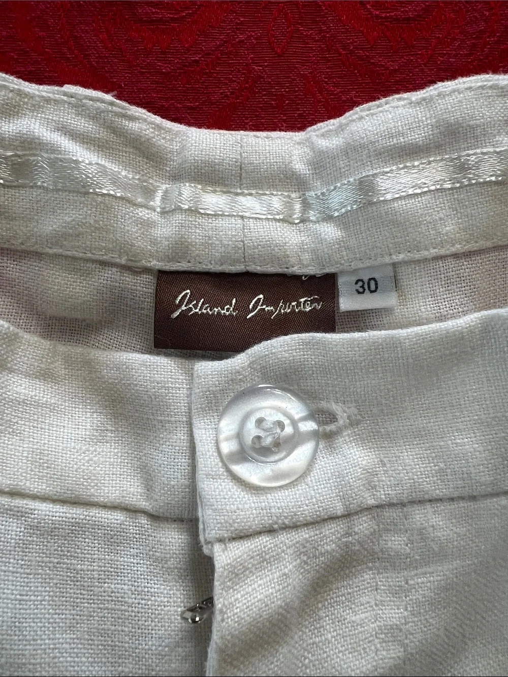 Island Importer Men’s 30 White Beige 100% Linen Pants Straight Leg